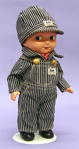 Appraisal: Buddy Lee doll All original clothing Striped Engineer outfit Coveralls