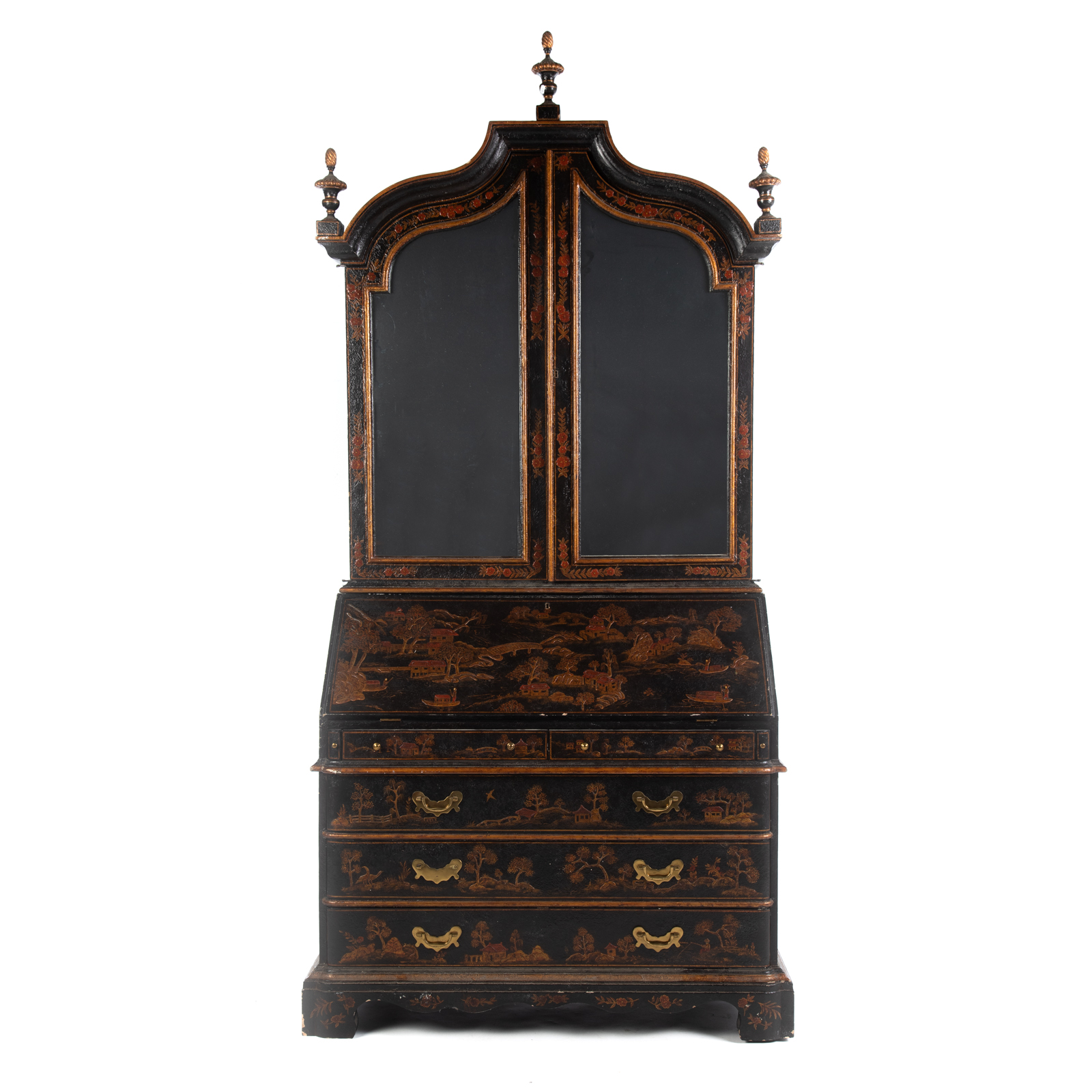 Appraisal: IMPRESSIVE CHINOISERIE STYLE JAPANNED SECRETARY Uppercase with a pair of