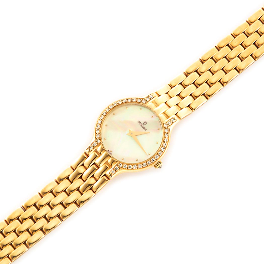 Appraisal: Lady's Gold Diamond and Mother-of-Pearl Wristwatch kt diamonds ap ct