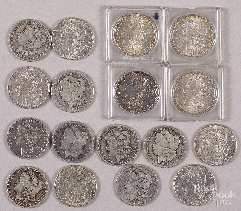 Appraisal: Seventeen Morgan silver dollars Seventeen Morgan silver dollars In-House shipping