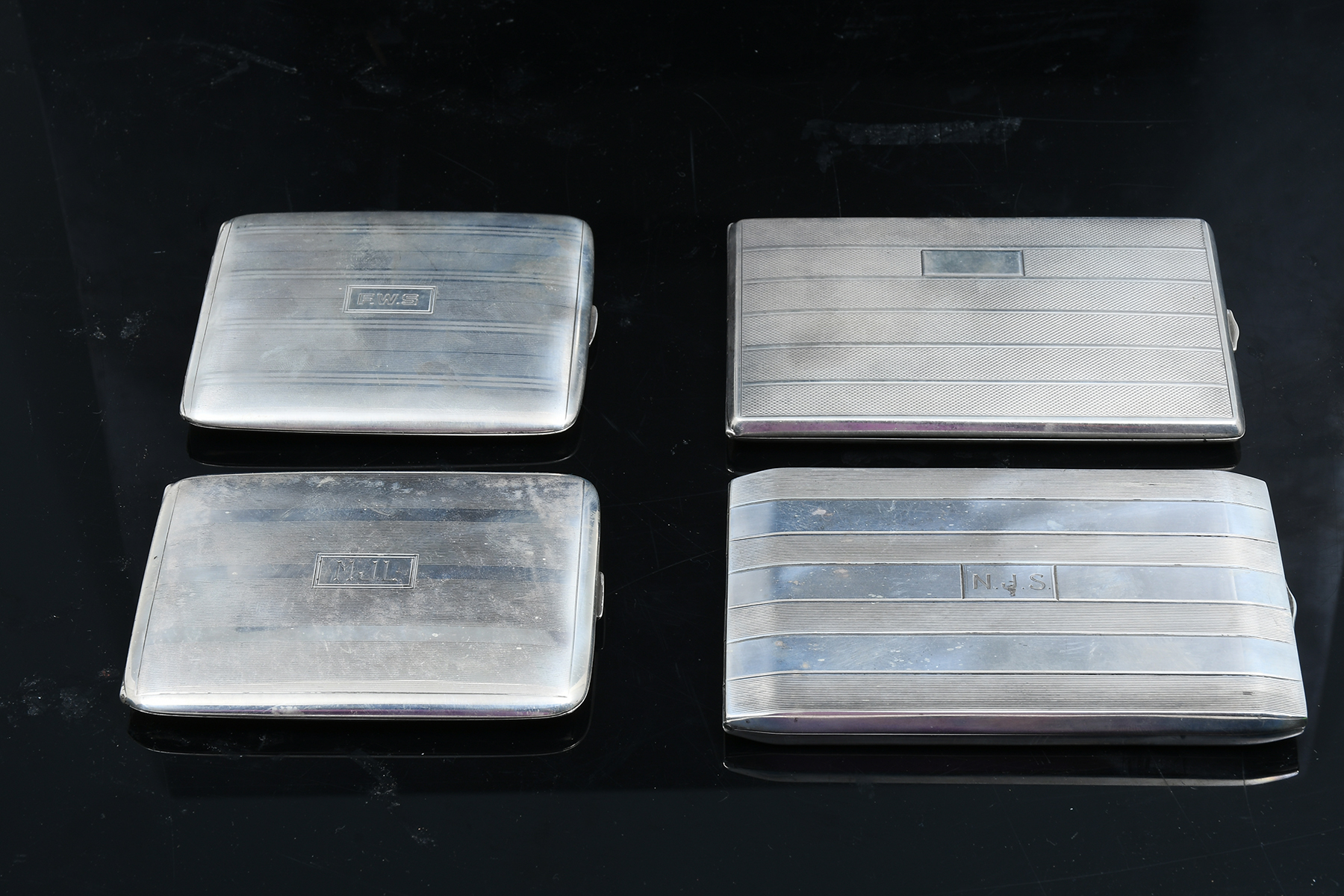 Appraisal: ART DECO STERLING SILVER CIGARETTE CASES Comprising - Elgin American