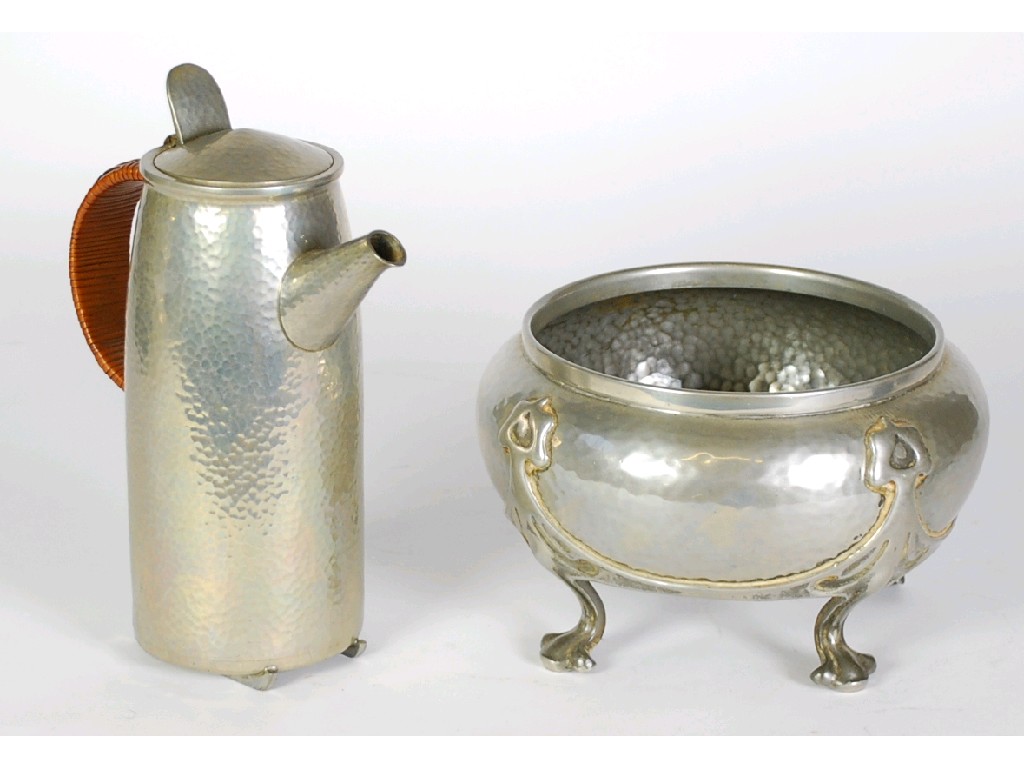 Appraisal: TUDRIC PEWTER PINTS HOT WATER JUG of planished slightly tapering