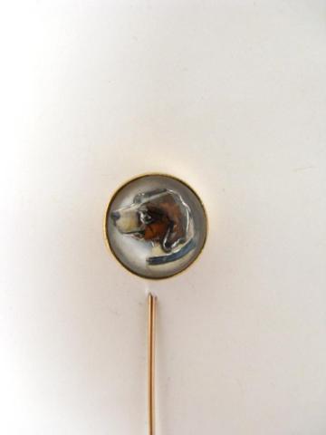 Appraisal: K Yellow Gold English Crystal stick Pin with Beagle