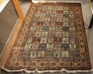 Appraisal: Persian Panel Garden design silk carpet Persian Panel Garden design