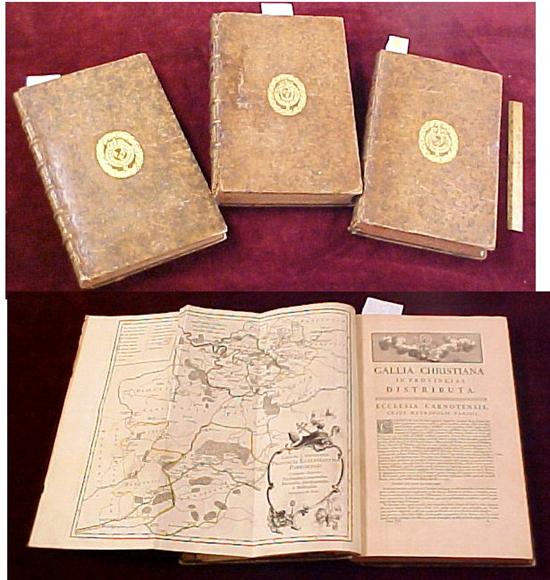 Appraisal: Three large gilt embossed leather books with maps Gallia Christiana