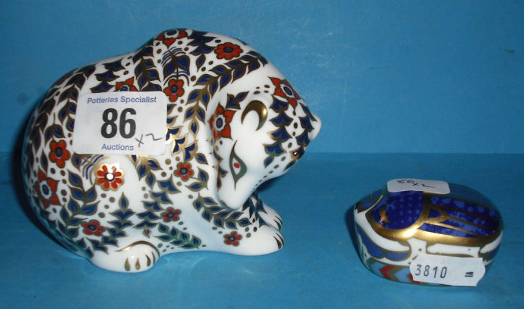 Appraisal: Royal Crown Derby Paperweights Russian Bear And Millenium Bug Both