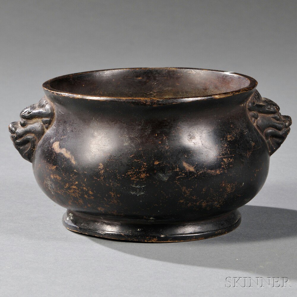 Appraisal: Bronze Censer China Ming Dynasty or later the round bulbous