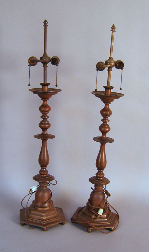 Appraisal: Pair of brass table lamps