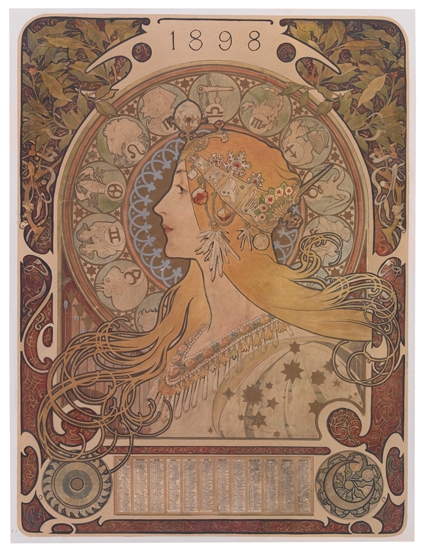 Appraisal: ALPHONSE MUCHA - ZODIAC x inches x cm Condition B-