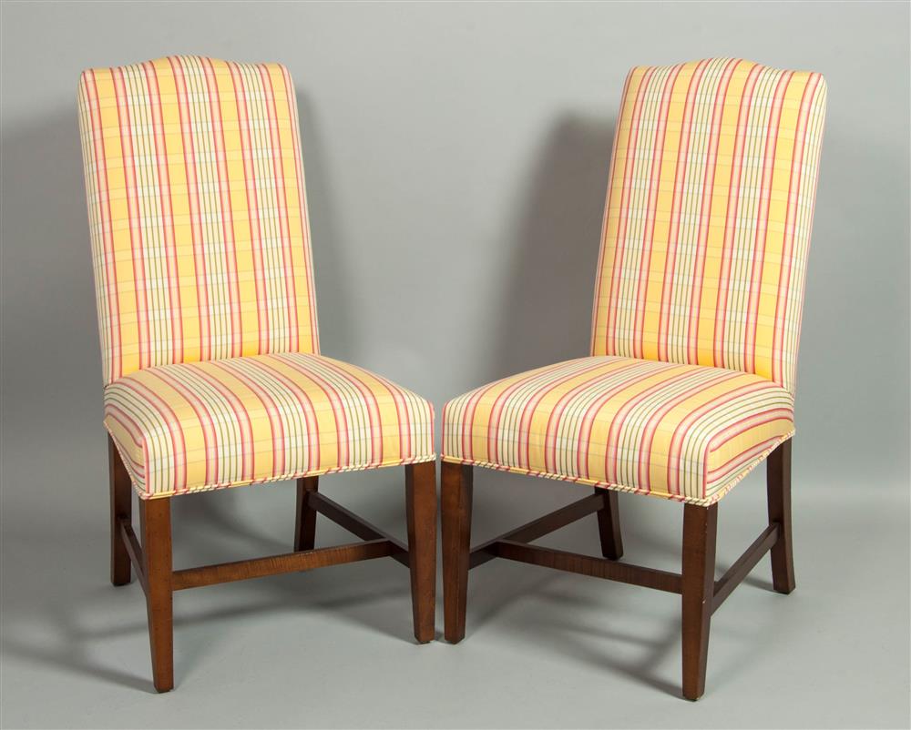 Appraisal: PAIR OF SCHUMACHER FURNISHINGS PARSONS CHAIRS a shaped tight back