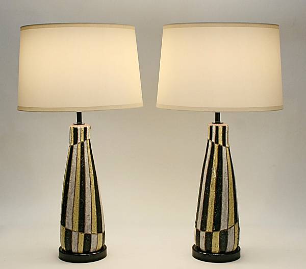 Appraisal: A pair of Raymor stoneware lamps s Each ovoid body