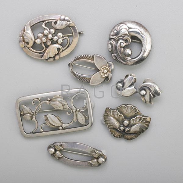 Appraisal: EIGHT PIECES OF GEORG JENSEN DENMARK JEWELRY Condition Report