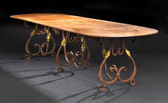 Appraisal: Victorian-Style Wrought- and Cast-Iron Table of large proportions the long