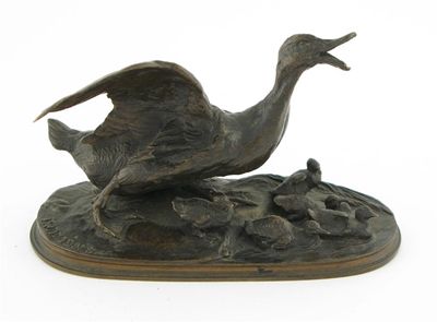 Appraisal: Auguste-Nicholas Cain French - Ducks and ducklings signed Cain bronze