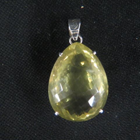 Appraisal: Lemon Quartz Pendant impressive carat facted pear shape gem in