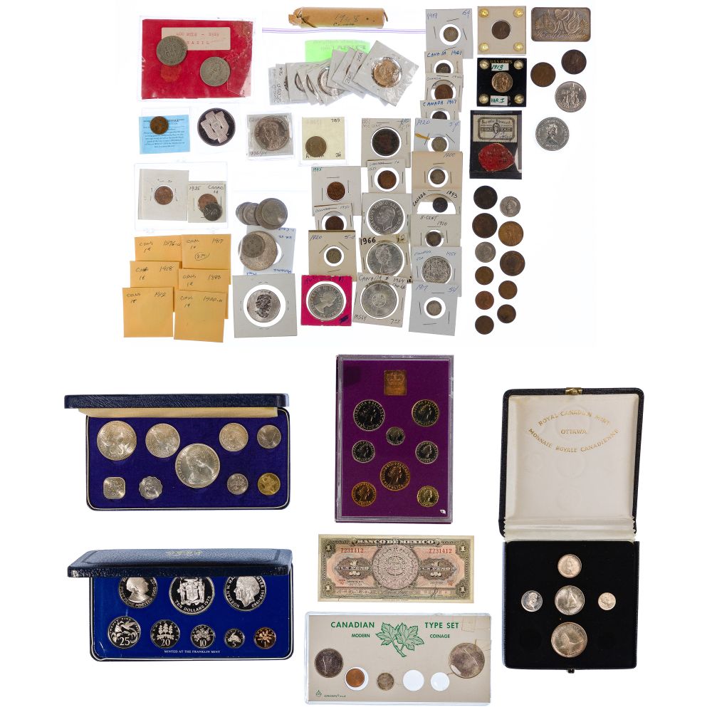 Appraisal: US AND WORLD COIN ASSORTMENTVarious coins from Brazil Canada Panama