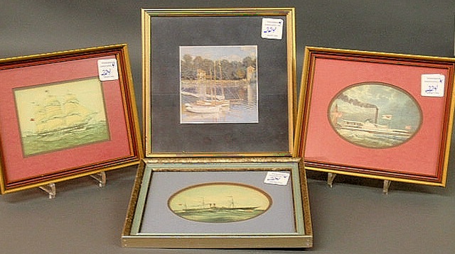 Appraisal: Four framed ship prints Framed size x