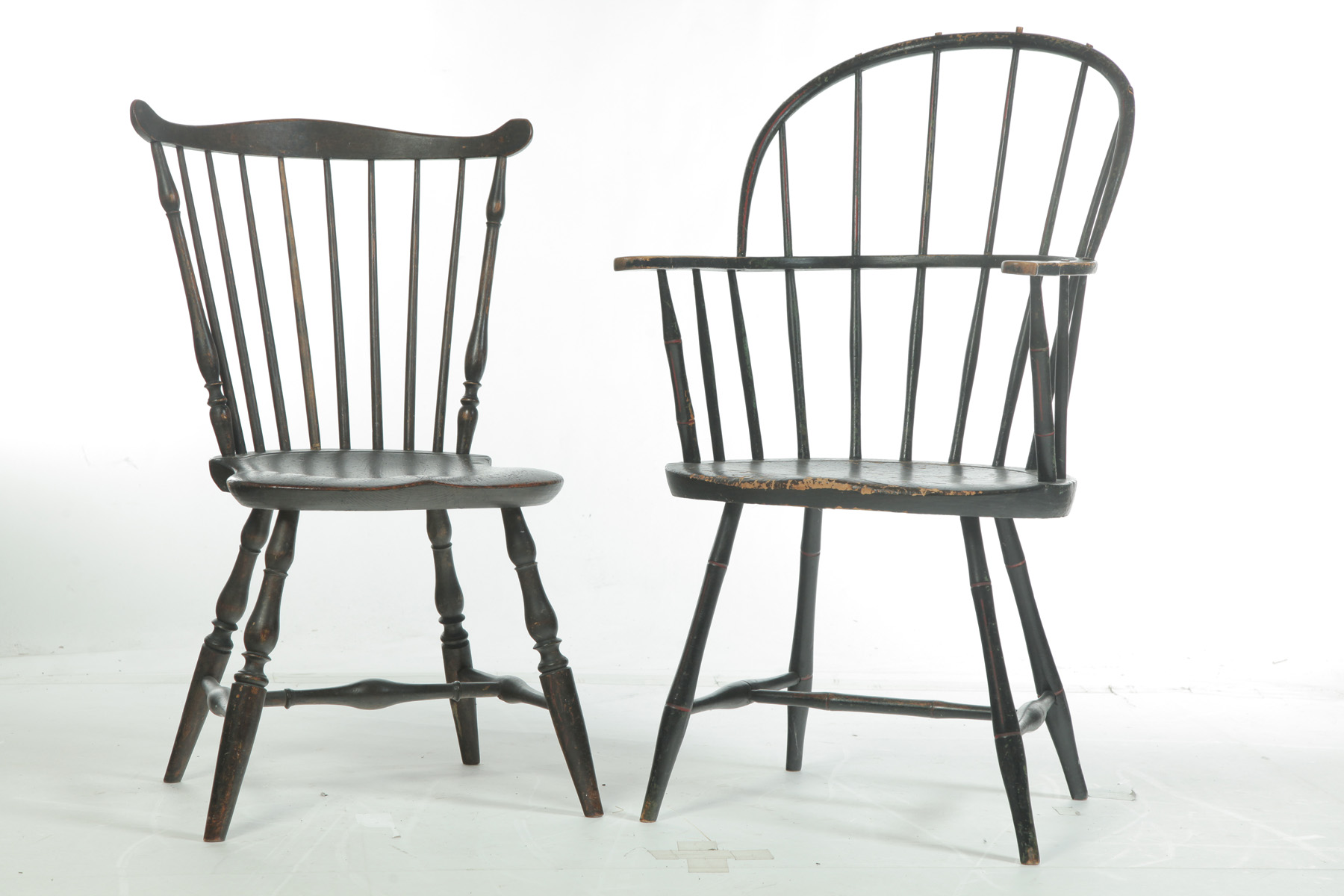 Appraisal: TWO WINDSOR CHAIRS American st quarter- th century Fanback with