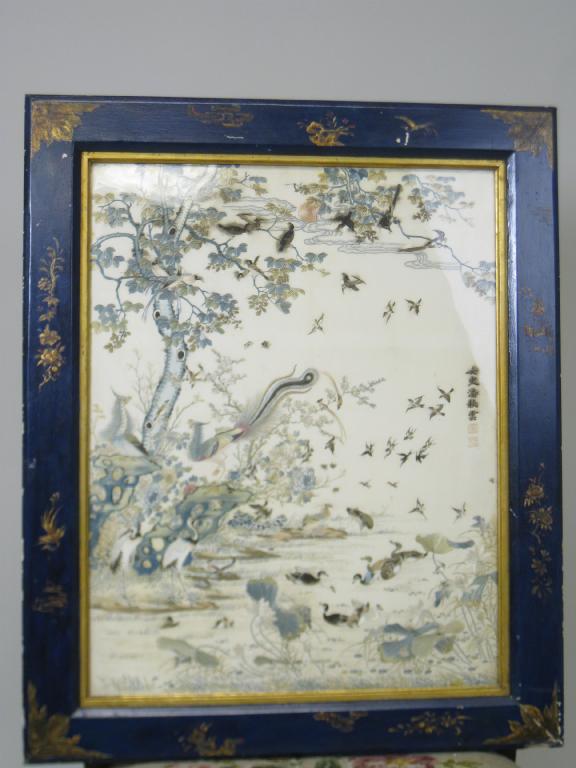 Appraisal: A th Century Chinese Silkwork Picture with design of exotic