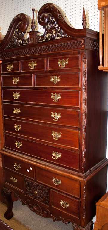 Appraisal: Chippendale style mahogany highboy in the Philadelphia manner Estimate -