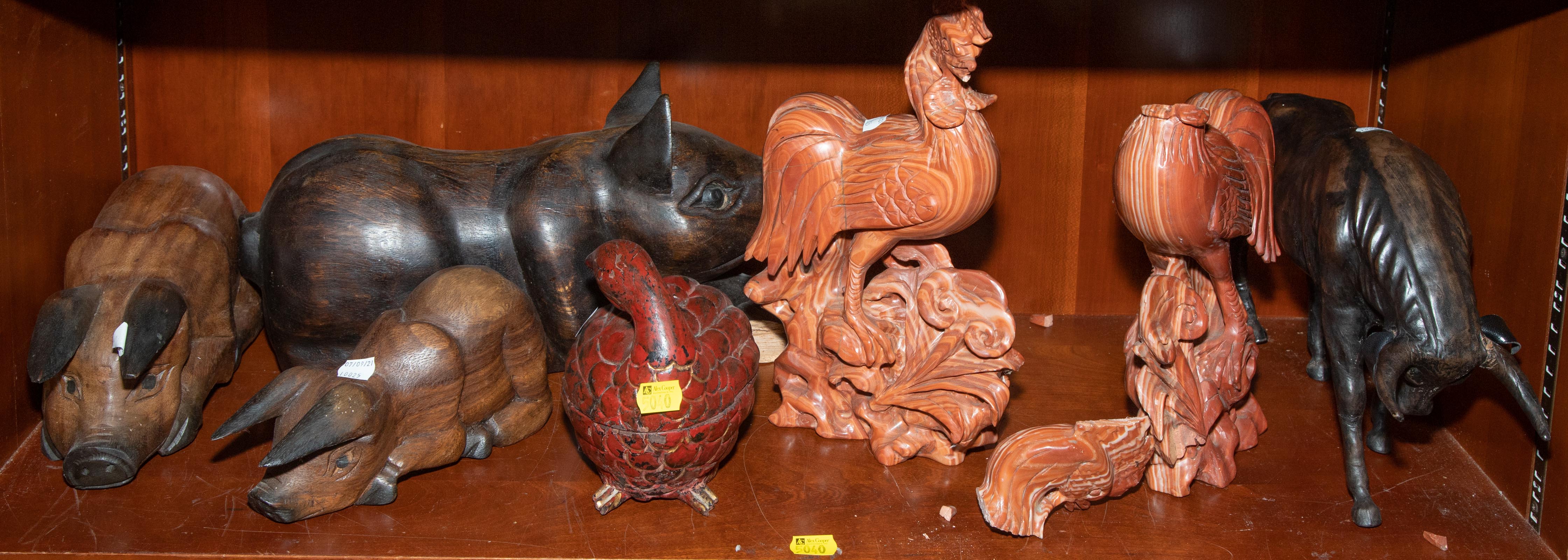 Appraisal: ASSORTMENT OF DECORATIVE ANIMAL FIGURES Includes bull pigs and birds