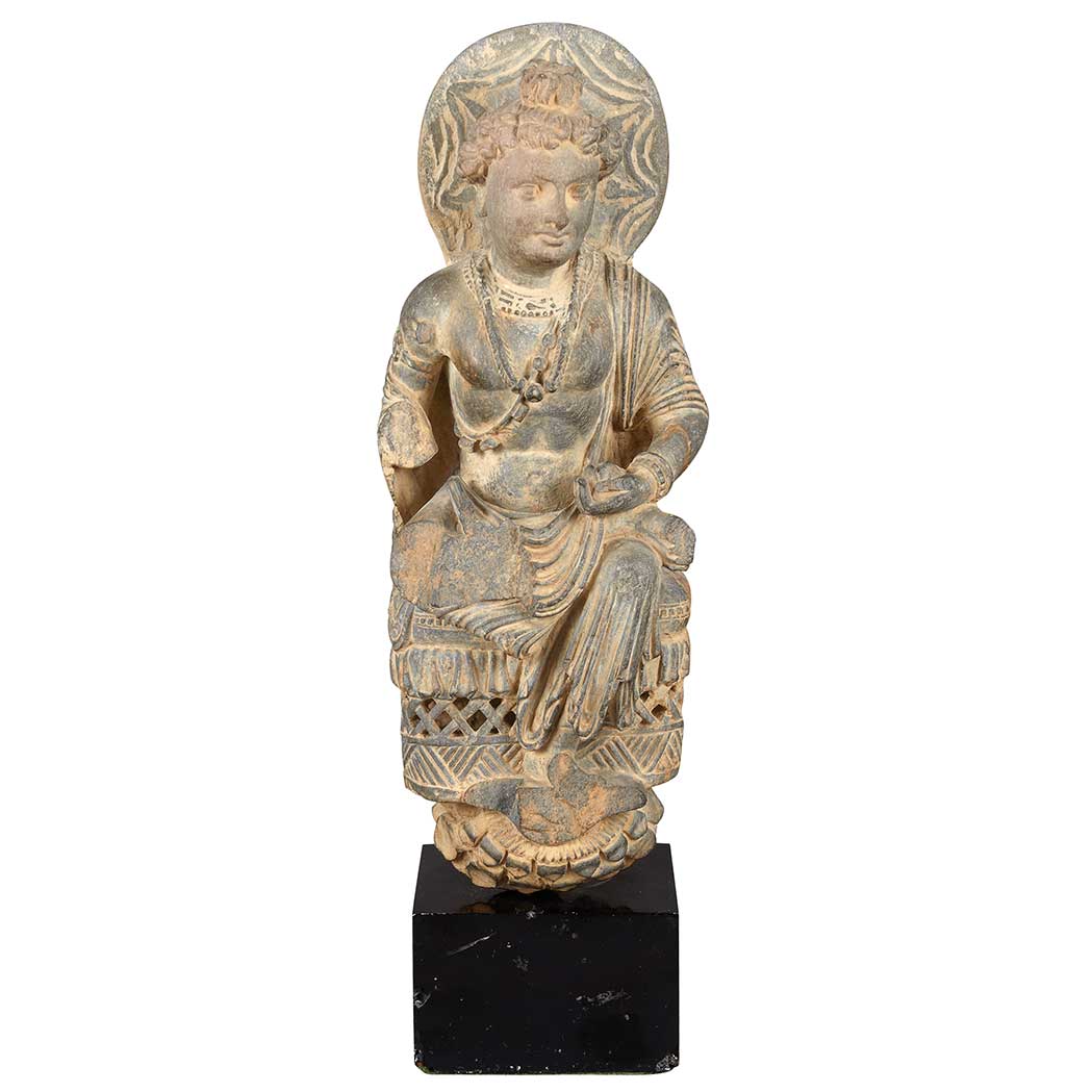 Appraisal: Gandharan Gray Schist Figure of a Bodhisattva Probably Padmapani circa