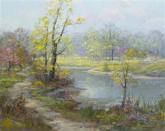 Appraisal: Charles Vickery American - Spring Pond oil on canvas signed