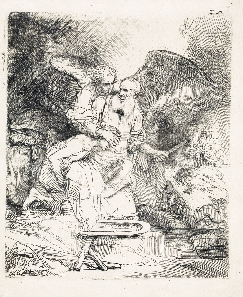 Appraisal: REMBRANDT VAN RIJN Abraham's Sacrifice Etching and drypoint x mm