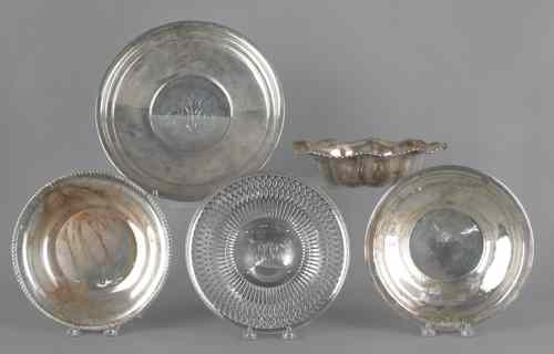 Appraisal: Group of sterling silver bowls and serving trays ozt