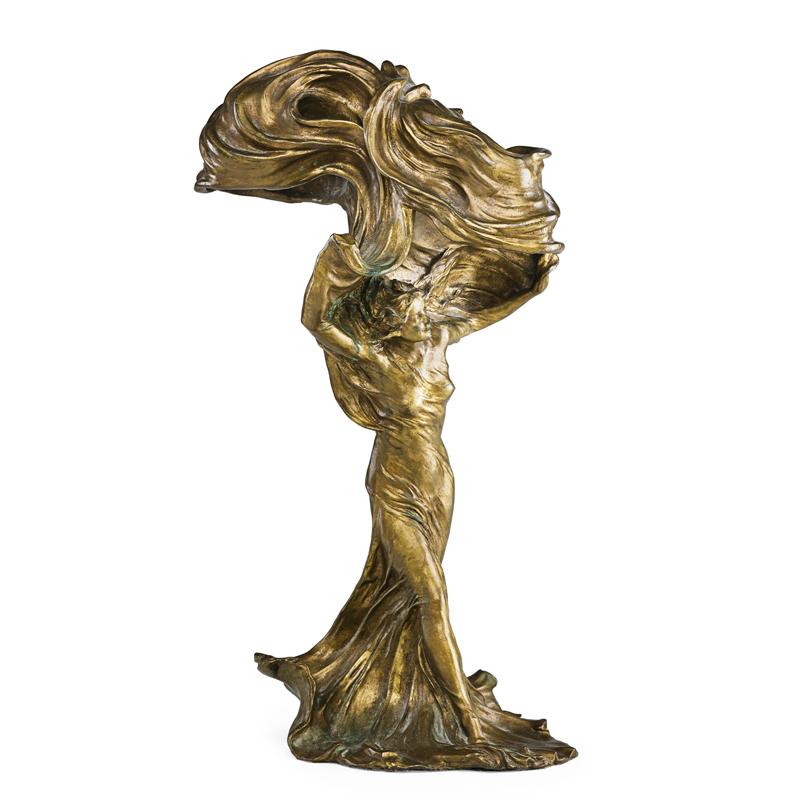 Appraisal: AFTER FRANCOIS-RAOUL LARCHE - Gilt-bronze lamp sculpture of dancer Loie