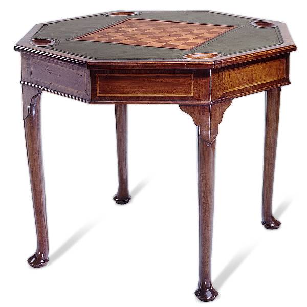 Appraisal: A George III style octagonal shaped mahogany game table The