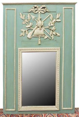 Appraisal: French Louis XVI style painted trumeau mirror th c molded