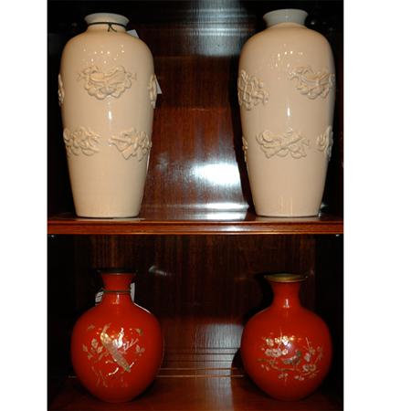 Appraisal: Pair of Chinese White Glazed Porcelain Vases Together with a