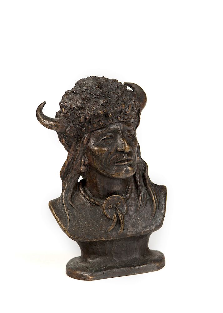 Appraisal: Edward Untitled Buffalo Warrior Edward Indian Head bronze x x