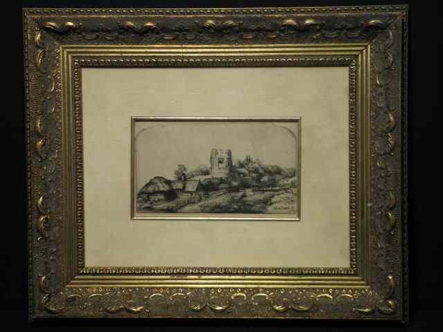 Appraisal: Early framed etching after Rembrandt Harmenszoon Van Rijn depicting a