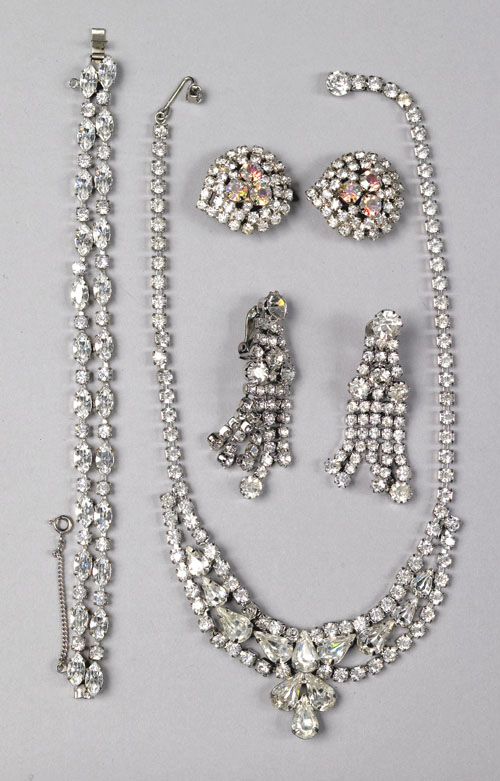 Appraisal: Weiss rhinestone necklace and bracelet together with a pair of