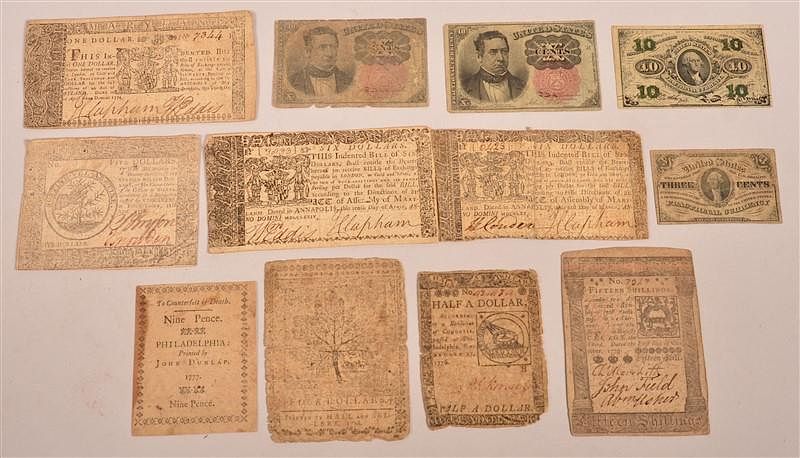 Appraisal: Lot of PA and MD Continental Currency - 's Lot