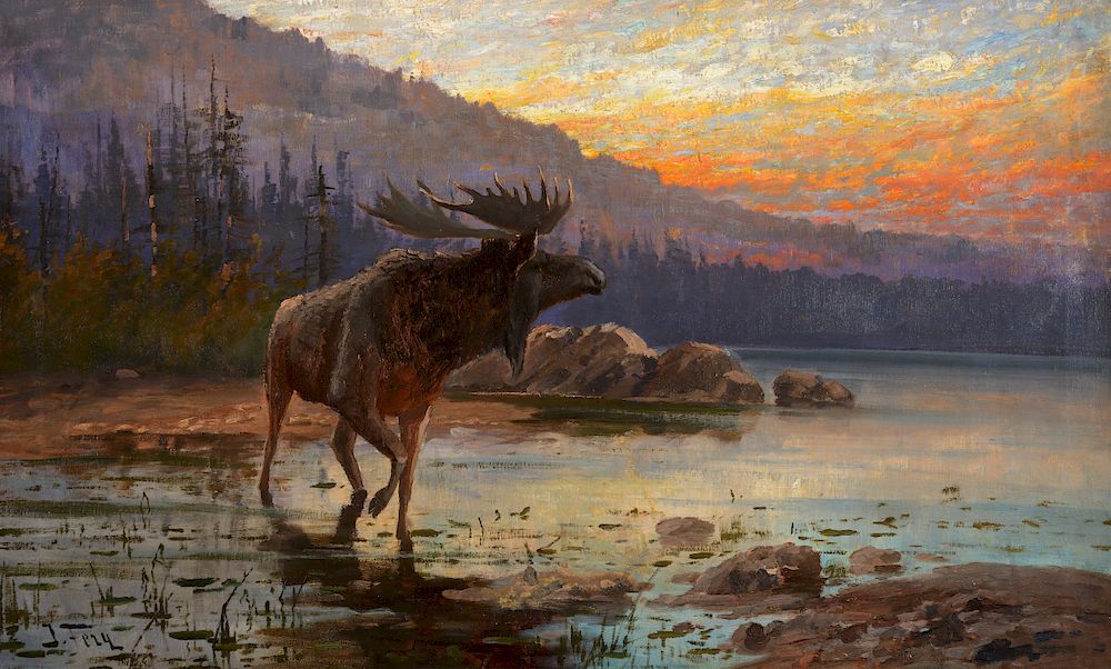 Appraisal: John Fery Moose on Jackson Lake circa Exclusive on Bidsquare