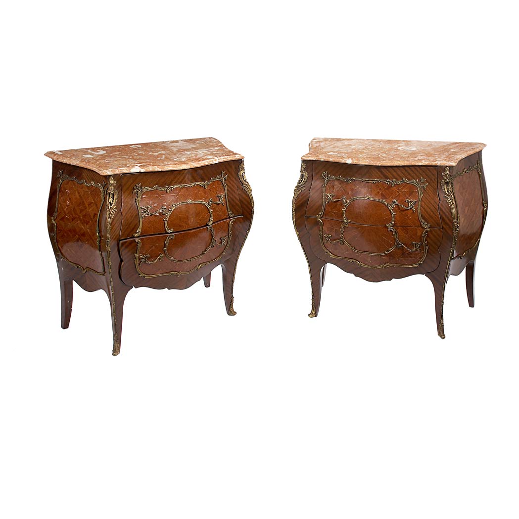 Appraisal: Pair of Transitional Louis XV XVI Style Gilt-Metal Mounted Parquetry