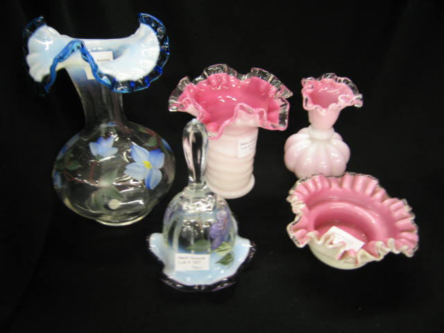 Appraisal: Pcs Fenton Art Glass cranberry cased pieces and handpainted bell