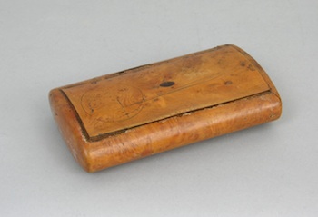 Appraisal: A Burlwood Box Of rounded rectangular form cut from a