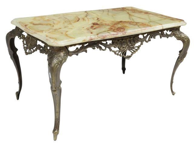 Appraisal: Italian Louis XV style onyx-top coffee table th c shaped