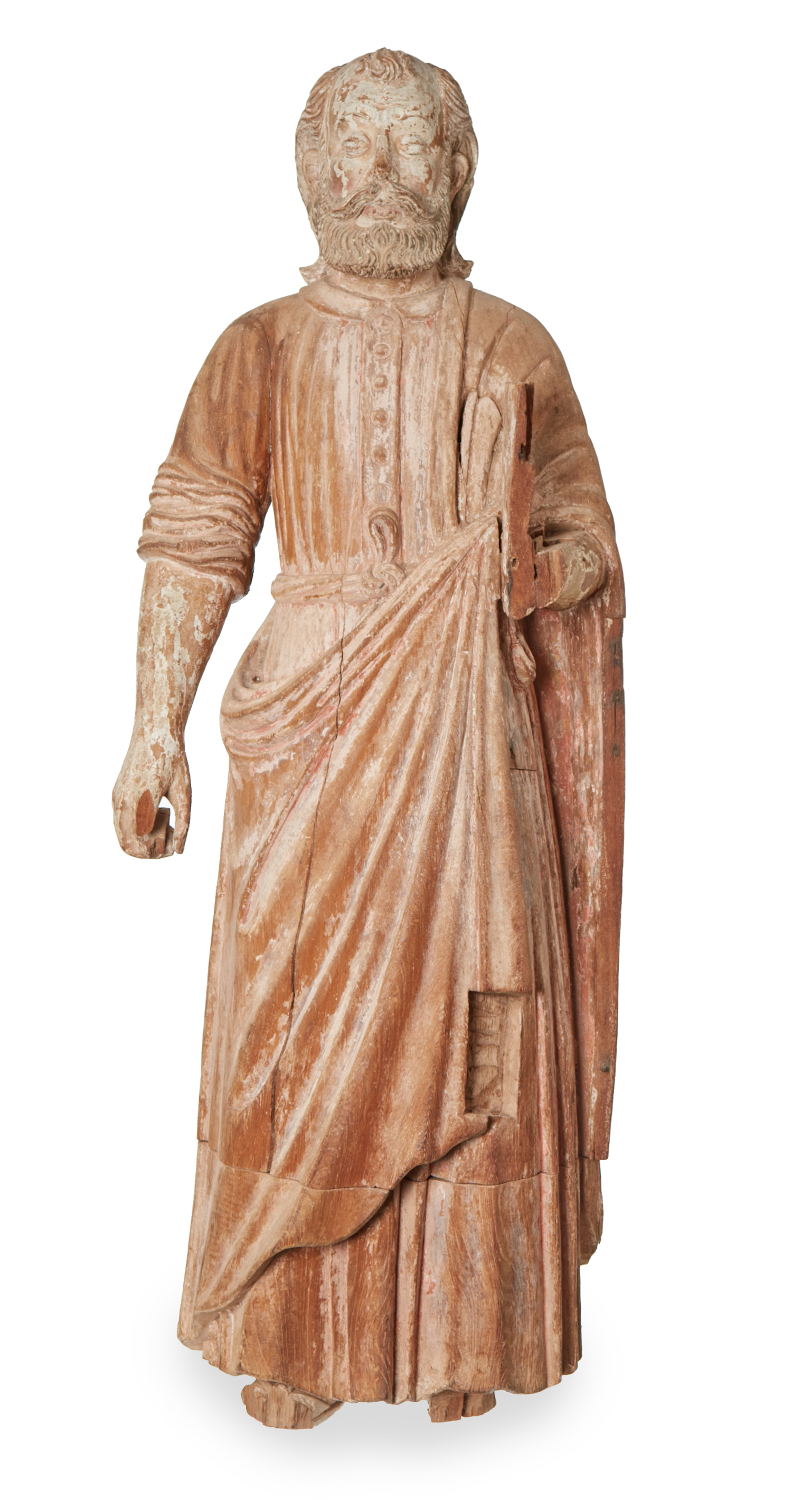 Appraisal: A LARGE HISPANO PHILIPPINE CARVED WOOD FIGURE OF A SAINT