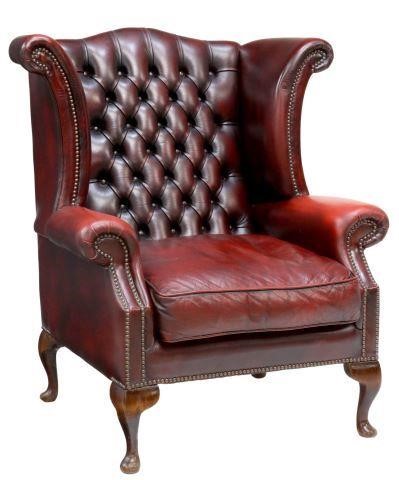 Appraisal: English Queen Anne style wingback armchair late th c in