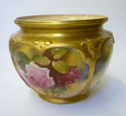 Appraisal: A ROYAL WORCESTER PORCELAIN CACHE-POT dated of lobed baluster form