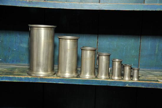 Appraisal: SET OF PEWTER MEASURES Graduated seven piece set likely French