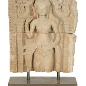 Appraisal: A Khmer Greystone Stele of an Aspara Dancer th Century