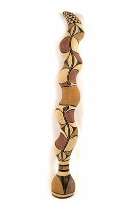 Appraisal: A Baga snake headdress ornament carved with coloured textured pigment