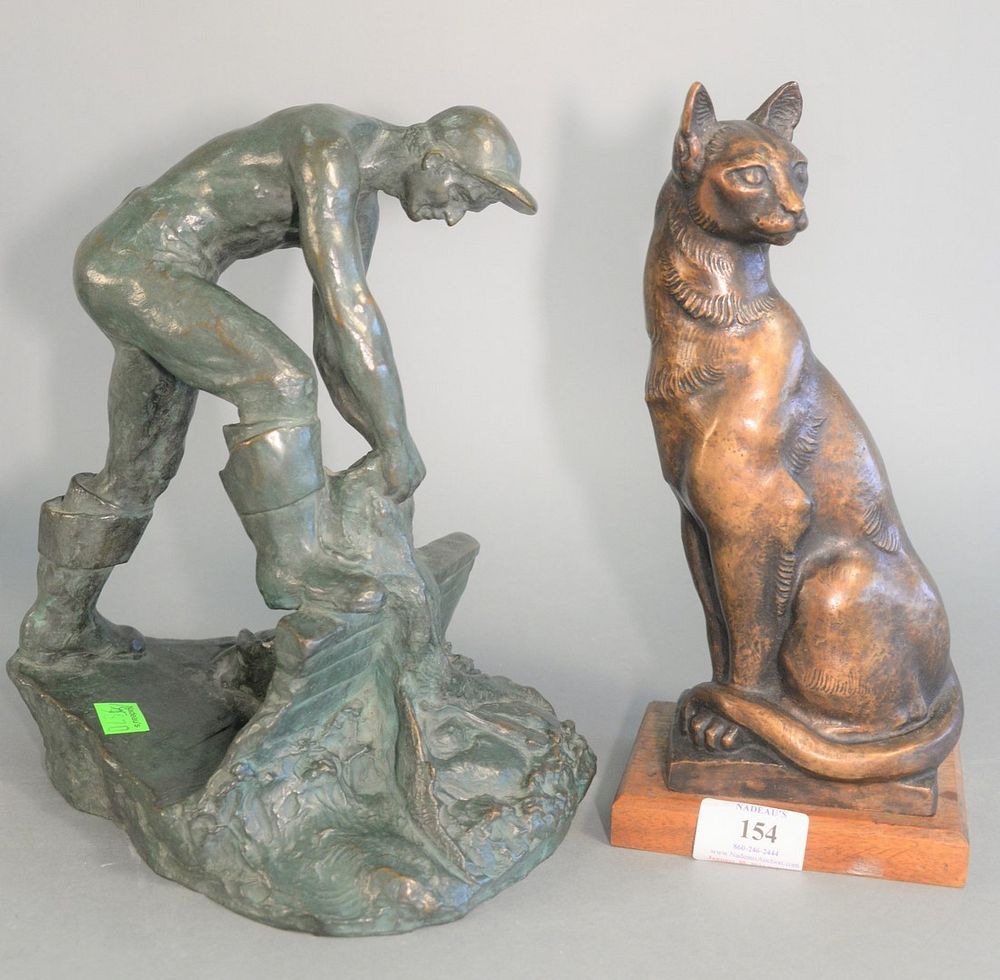 Appraisal: Two Bronze Figures to include Gordan Chandler figure of man