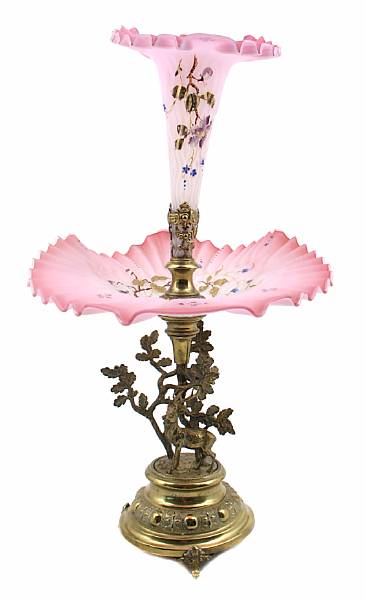 Appraisal: A Continental gilt metal and glass epergne height in diameter